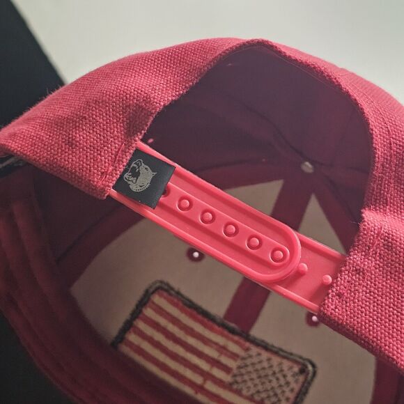 Pit Bull Mens Baseball Hat Leather American Flag Patch And Visor Red Brown Snap - Picture 12 of 14